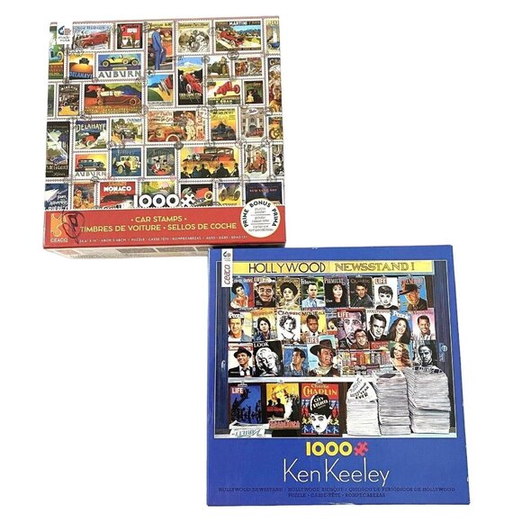 Ceaco Hollywood Newsstand Car Stamps Puzzle Lot of 2 - Picture 1 of 9